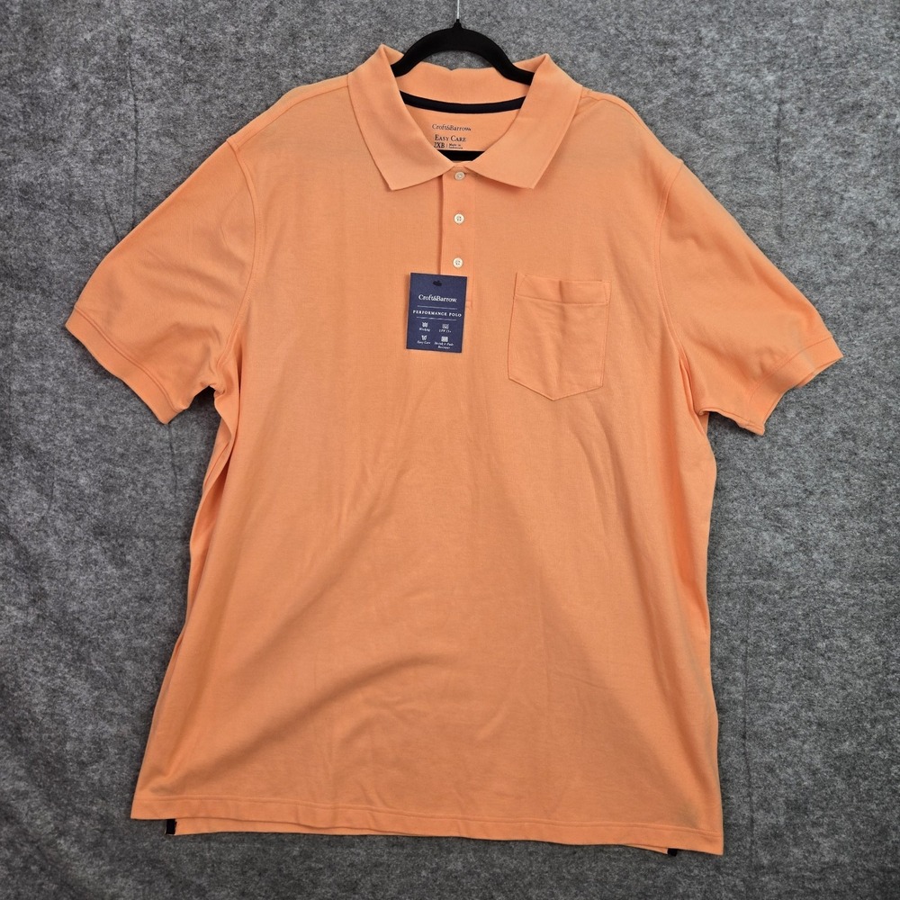 Croft & Barrow Easy Care Polo Short Sleeve Peach Cobbler Orange Mens 2XB
